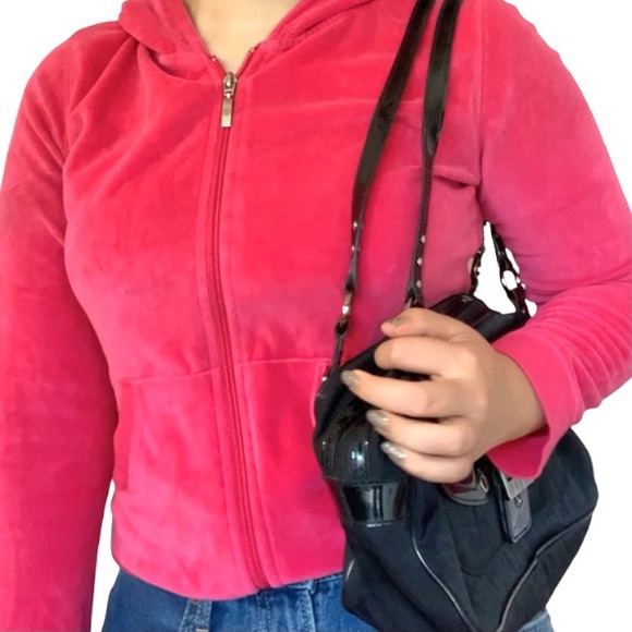 Velour Y2K Hot Pink Tracksuit Sweater - Picture 2 of 2